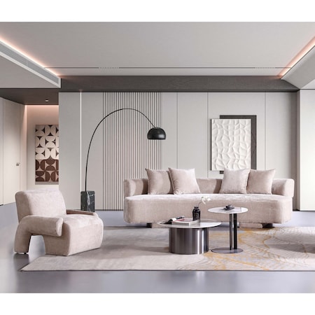 Manhattan Comfort 2-Piece Verandah 112 in. XL Sofa and Accent Chair in Beige 2-SFAC1669-BE